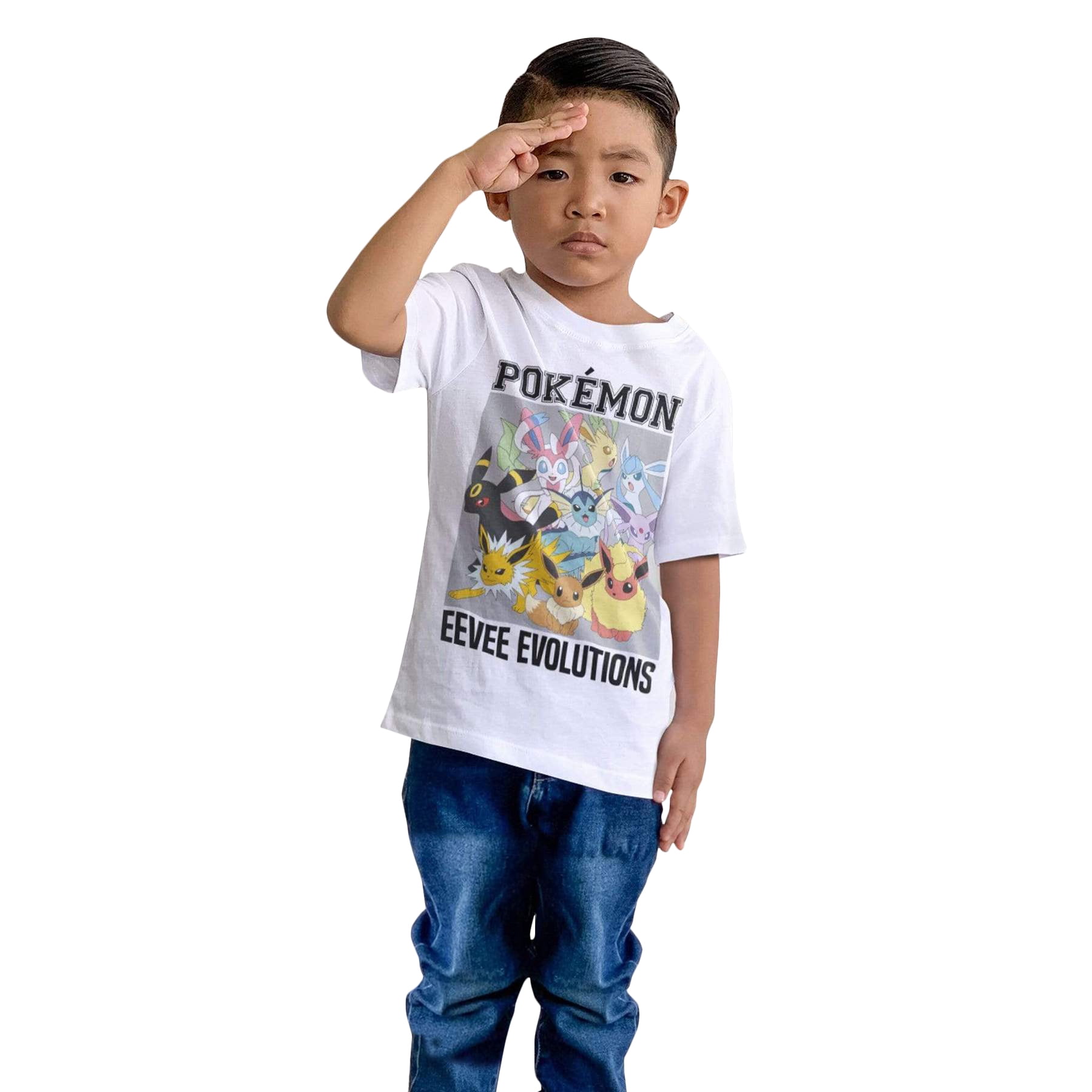E-evee Evolution Fire Water Kids T-Shirts Long Sleeve Tees Fashion Tops for Boys/Girls