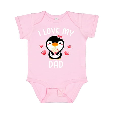 

Inktastic I Love My Dad with Cute Penguin and Hearts Gift Baby Girl Bodysuit
