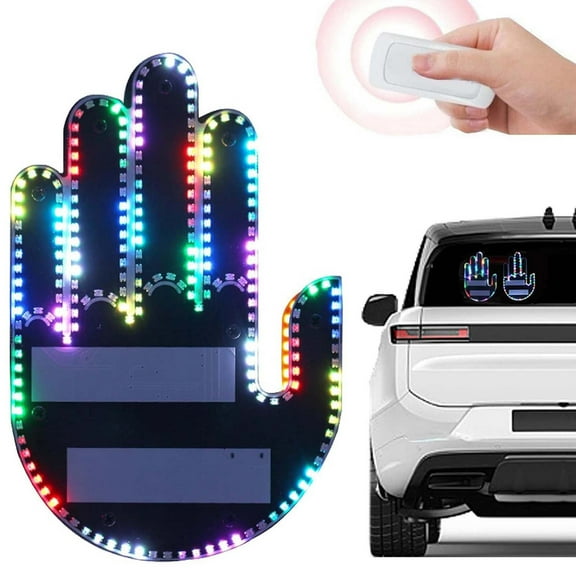 Harliver Car Accessories for Men, Car Finger Light with Gestures Remote, Show Your Feelings to Drivers, Ideal Gift Hand Gesture Lights, Truck Accessories, Hand Gesture Car LED Signs