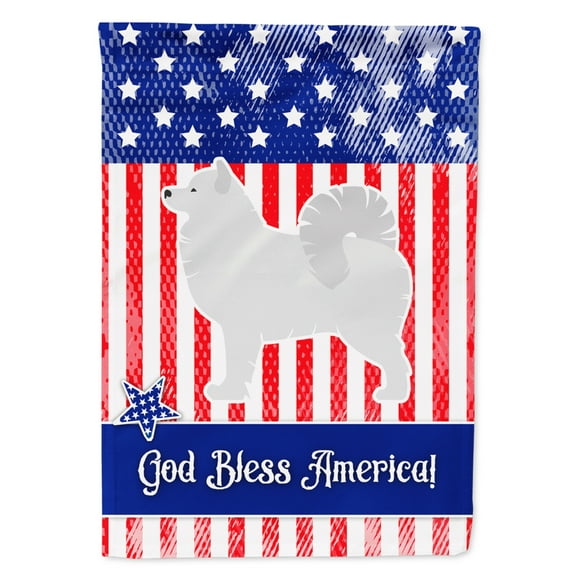 Carolines Treasures BB3359GF USA Patriotic Samoyed Flag Garden Size  Small multicolor