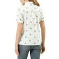 thumbnail image 3 of MODA NOVA Juniors Cotton Frilled Top Turndown Collar Solid Blouse, 3 of 6