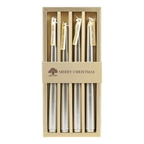 Luckky 4 PCS Taper Candles Long Pole, 10 Inch Scented Candle Aromatherapy Candles Gift Set Solid Colored Candles for Home Decor Kitchen Decor Wedding Decorations (Silver)
