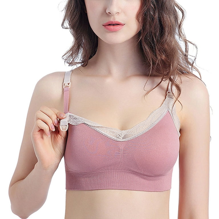 CAICJ98 Sports Bras For Women Women's Minimizer Plus Size Bra Full Coverage  Unlined Soft Lace Underwire Pink,M 