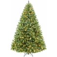 thumbnail image 2 of Hykolity Árbol de Navidad preiluminado de 6,5 pies, árbol de Navidad artificial con 400 luces blancas cálidas, 1100 puntas, soporte de metal y ramas con bisagras, 2 of 3