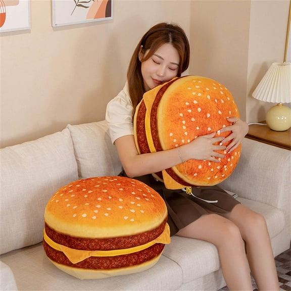 Plush Hamburger Pillow, Stuffed Cushion Toy, Super Soft Hugging Pillow For Sofa Bedroom Office, Funny Simulation Food Decorative Pillow, Comfortable Seat Cushion For Relaxing
