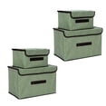 thumbnail image 3 of Juego de almacenamiento de tela no tejida verde claro, 2 cajas grandes y 2 pequeñas, plegables y a prueba de polvo para organizar el hogar, 3 of 8