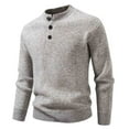 thumbnail image 2 of Hinvhai Men Henley Knit Sweater Dress Long Sleeve Button Pullover Sweater Casual Sweater Lightweight Slim Fit Tops Gray XL(XL), 2 of 8