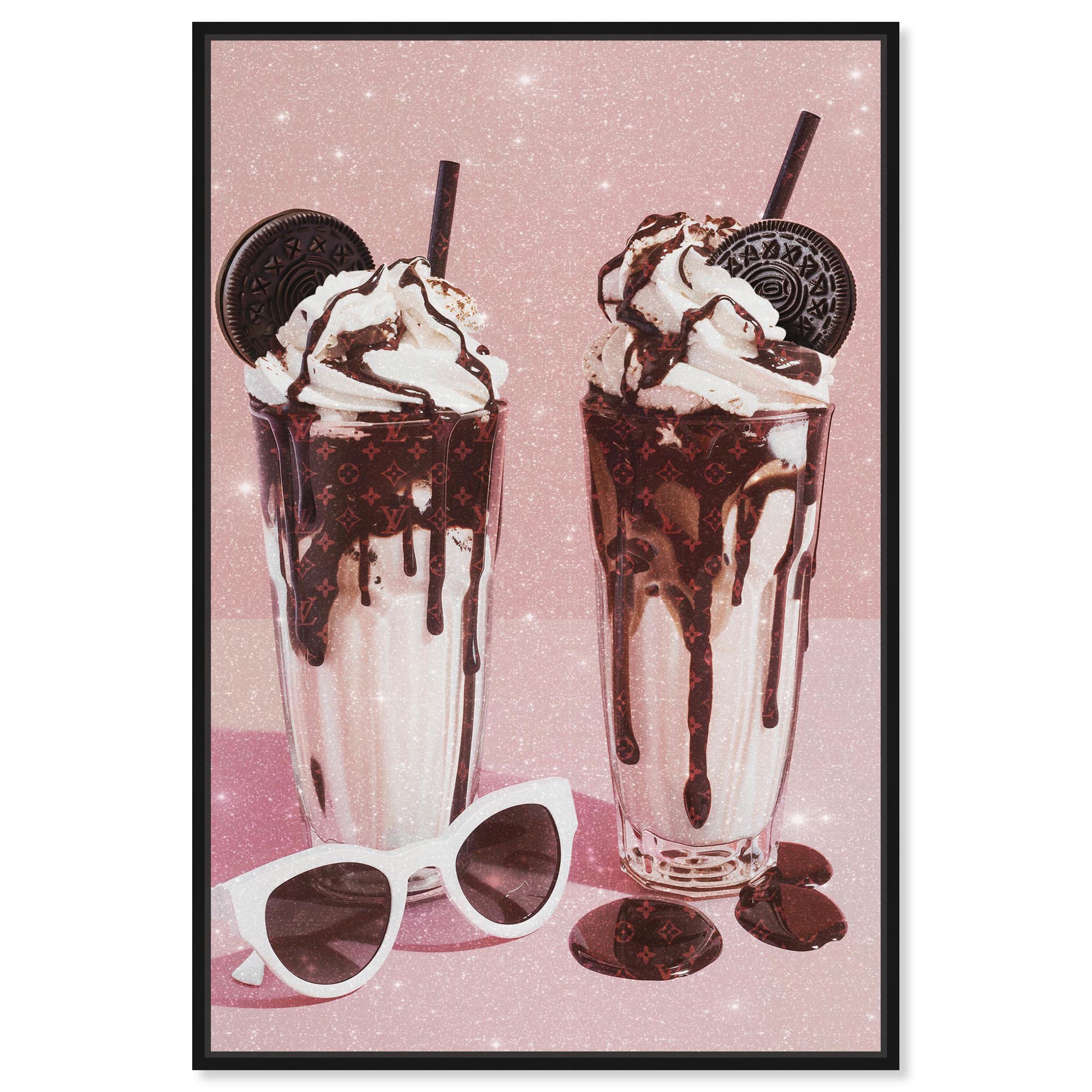 Art Remedy Fashion Art Canvas, 10" x 15", Black Frame, Chocolate Cookie Glam Milkshake