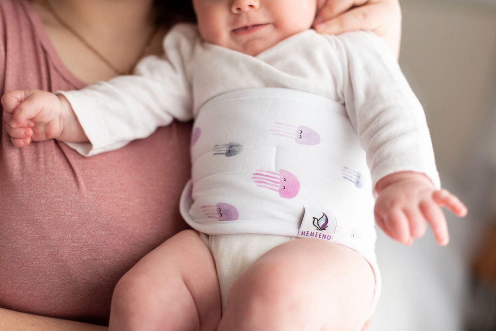 MEMEENO Belly Band for Colic & Gas Relief, Organic Cotton, Self-Warming for Fussy Newborn (Aurelia)