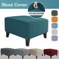 thumbnail image 3 of Elastic Ottoman Slipcover, Stretchable Furniture Protector With Non-Slip Design For Square Footstool Pouf, Jacquard Washable Cover Fits 18 To 24 Inch, Home Decor & Easy Care, 3 of 7