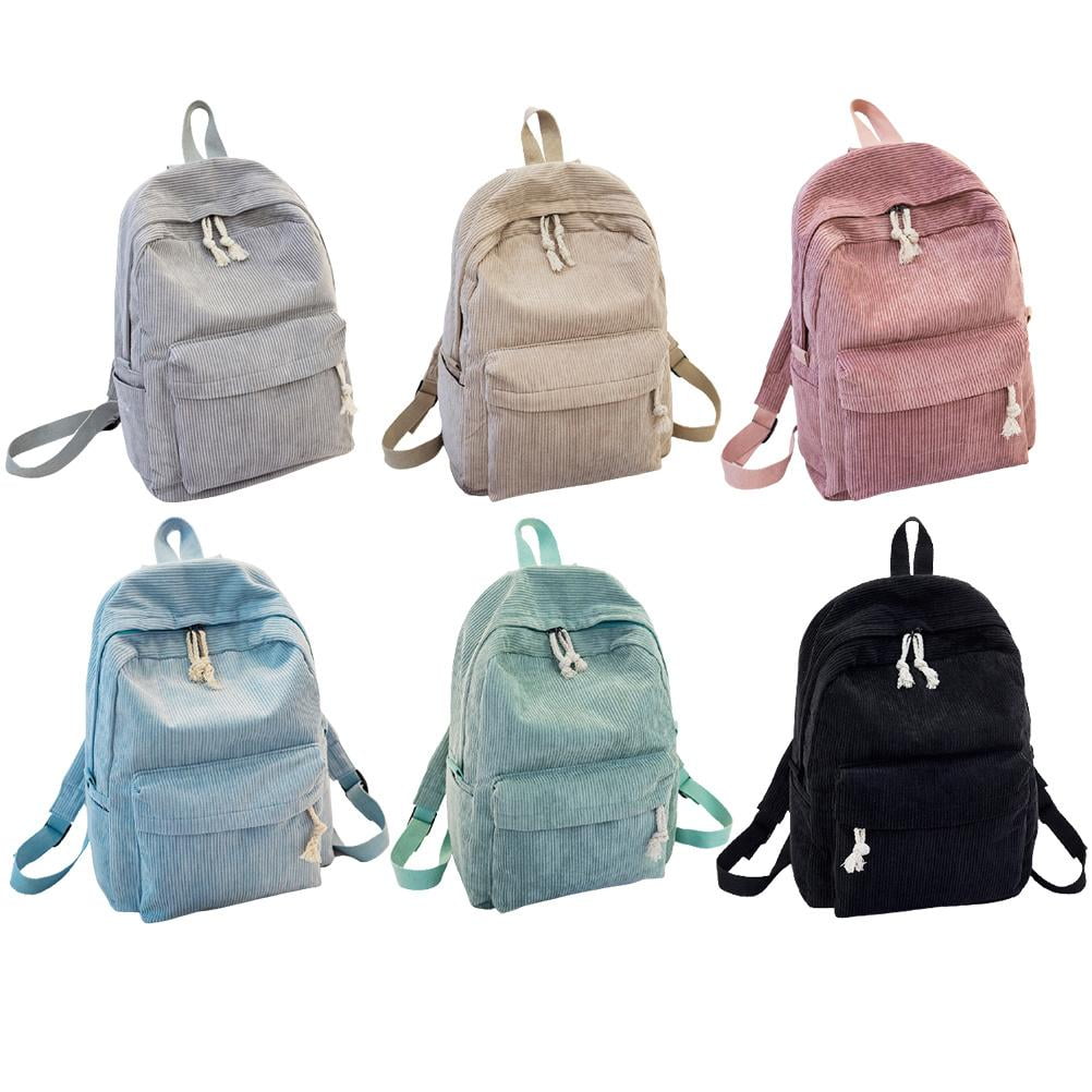 Striped Backpack Outdoor College Large Capacity Solid School Bag Female Corduroy Fashion Travel Rucksack Students Adults Light Blue Walmart