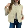 thumbnail image 2 of Womens Sherpa Vest Sleeveless Button Down/Zip Up Cropped Gilet Soft Fitted Fall Winter Warm Casual Jacket with Pockets, 2 of 8