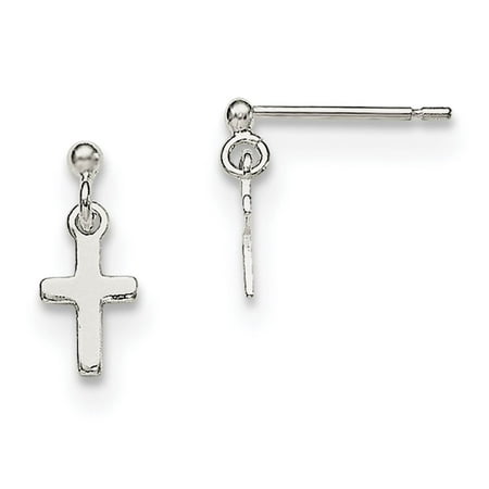 Kids Cross Post Polished Dangle Earrings 925 Sterling Silver Kids Cross Post Polished Dangle Earrings 925 Sterling Silver