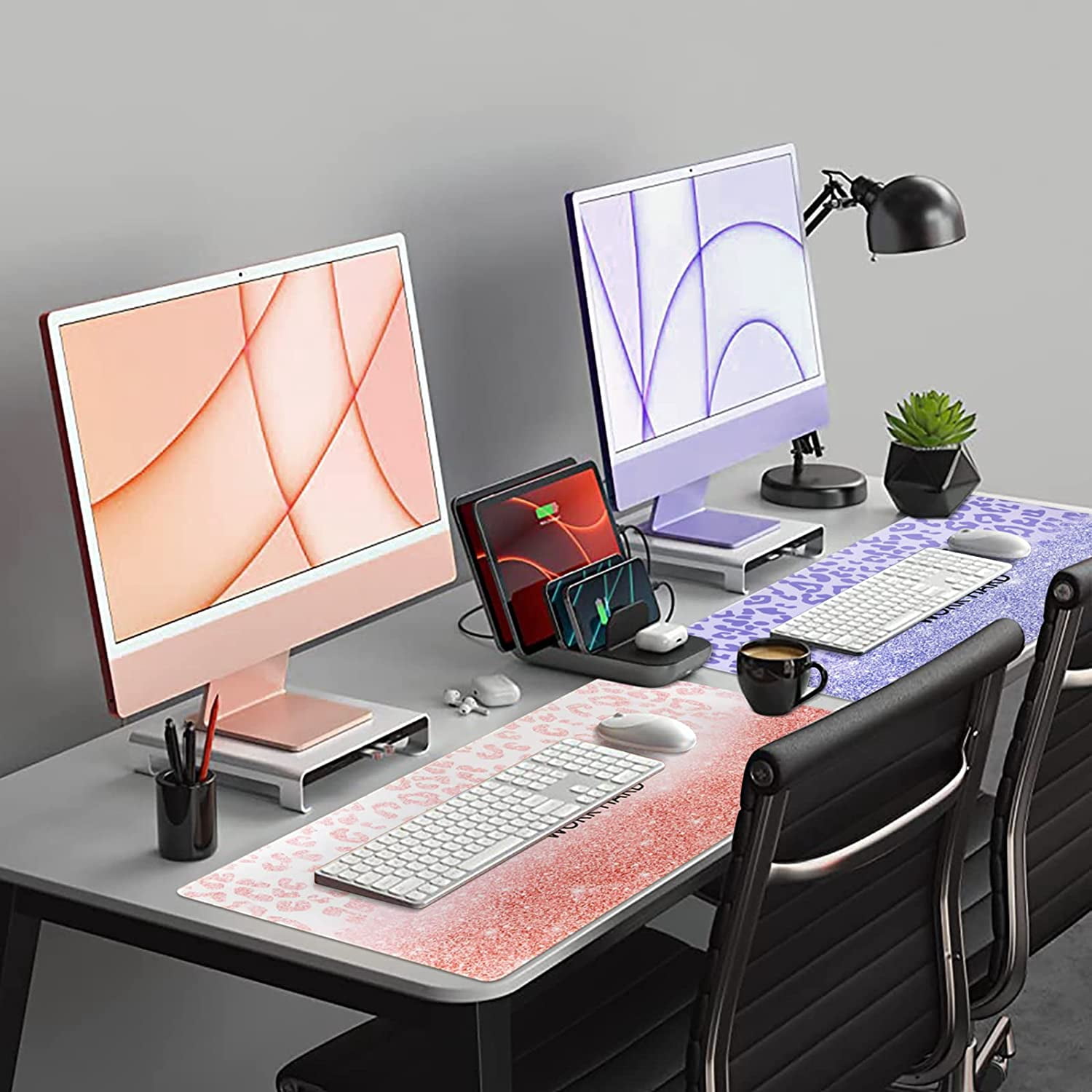 Large Gaming Mouse Pad, Non-Slip Rubber Base Water-Resistant Mousepad Desk Mat, 35.4" x 15.75" Extended Keyboard Pad Desk Pad with Stitched Edges for Home Office Gaming, Pink Rose Gold