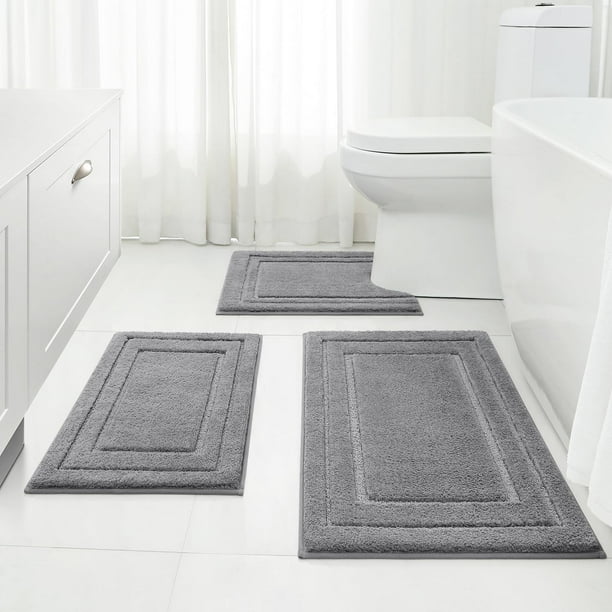 Juego de alfombras de baño HOMEIDEAS supersuaves, absorbentes y antideslizantes