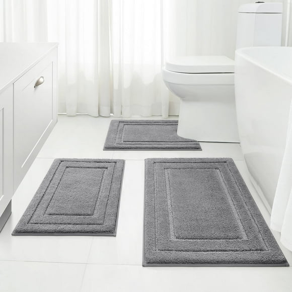 Juego de alfombras de baño HOMEIDEAS supersuaves, absorbentes y antideslizantes