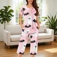 thumbnail image 3 of Juesizh Pajamas for Women Set Plus Size Halloween Print Loungewear Casual Comfy Short Sleeve Capris Pajamas, S-3XL, 3 of 7
