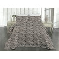 thumbnail image 2 of Ambesonne Leaf Print Quilted Coverlet 3 Pcs, Art Silhouettes Leaves, Queen Size, Taupe Grey and Eggshell, 2 of 4