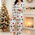 thumbnail image 2 of Riecok Christmas Pajama Sets for Women Xmas Tree Claus Printed 2 Piece PJs Sleepwear Button down Shirt and Pant Holiday Loungewear, 2 of 6