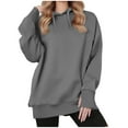 thumbnail image 3 of TAGOLD Womens Sweater Tops,Casual Plus Size Fall Tops Blouse for Womens,Women's Thumb Button Sweatshirt Hoodie And Winter Clothing Long Sleeve Hoodie Sweatshirt Gray XL, 3 of 5