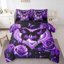Castle Fairy Purple Butterfly Girl Twin Bedding Sets,Floral Rose Bedding Comforter Set