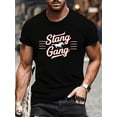 thumbnail image 1 of Stang Gang with Horse Print Tee Shirt, Tees for Men, Casual Short Sleeve T-Shirt for Summer, 1 of 2