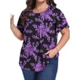 thumbnail image 3 of OutfitShow Plus Size Womens Tops Crew Neck Casual Tunic Short Sleeve Shirts Floral Blouses Loose Summer Tops, 3 of 7