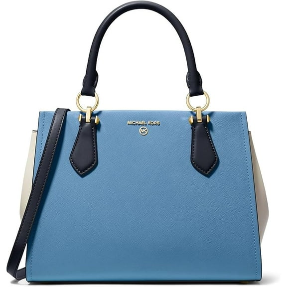 Michael Kors Marilyn Medium Saffiano Leather Satchel, French Blue Multi