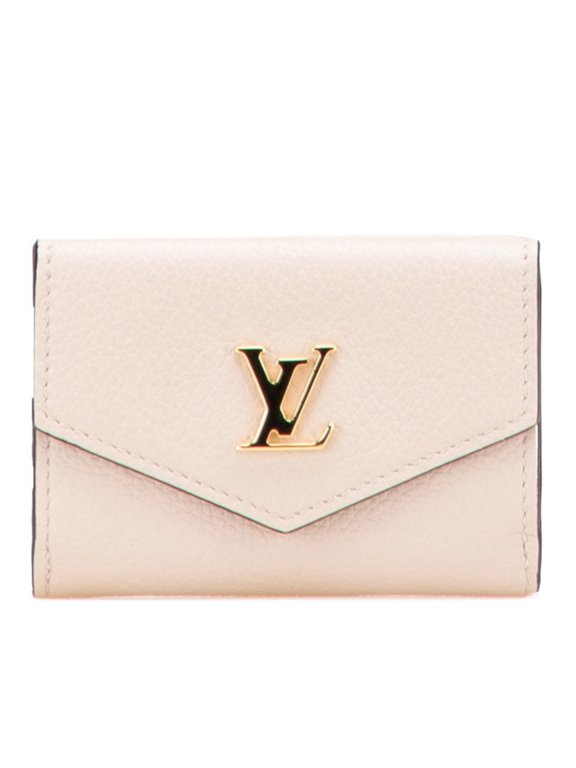 Pre-Owned Louis Vuitton Portefeuille Lock Mini Tri-fold Wallet M69340 Greige Leather Women's...