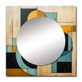 thumbnail image 2 of Designart "Happy Coincidence Abstract Retro Geometrics" Modern Midcentury Blue Large Square Mirror - Square Bedroom Mirror Printed Wall Decor - Mid-Century Square Printed Wall Mirror Art, 2 of 5