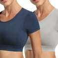 thumbnail image 3 of Womens Crop Tops Open Back Workout Cropped Tops Seamless Short Sleeve Top Backless Gym Athletic T Shirts Top Built in Bra, 3 of 4