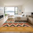 thumbnail image 3 of ODIKA 9'x12' Washable Area Rug Non-Shedding, Easy Care Orange Sunset Geometric Design Intricate and Diamond with Bold Stripes for Master Suite, California King, Under Bed, 3 of 7