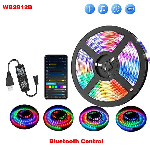Tira de luces LED con Bluetooth WS2812B, cinta de diodo Flexible RGBIC, lámpara de neón RGB5050, retroiluminación de TV, decoración luminosa para dormitorio