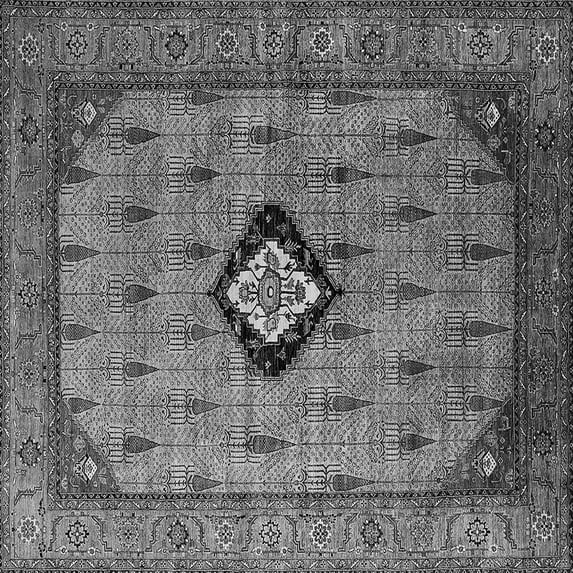 Ahgly Company Indoor Square Oriental Gray Industrial Area Rugs, 5' Square
