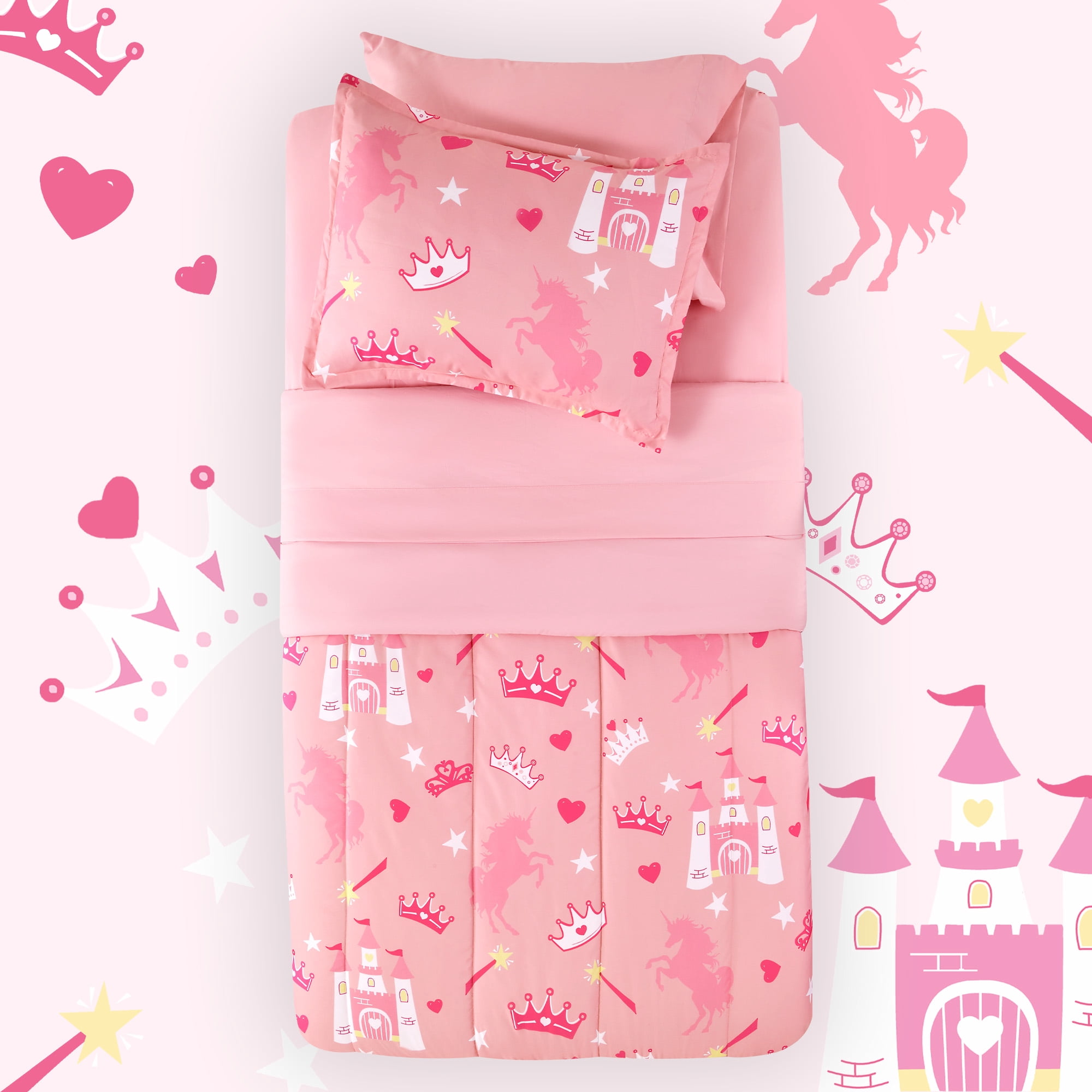 Sonive 5 Pieces Twin Size Kids Comforter Sets, Hotel Collection for All Season, Advanced Digital Printing, Super Soft and Fluffy (Castle Party, Twin)