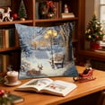 thumbnail image 4 of Hometravel American Style Christmas Pillow, Snow Scene Linen Cushion Cover, Holiday Themed Sofa Living Room Decor for Seasonal Home Decoration, 4 of 6