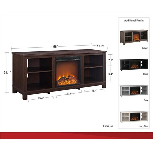 Dark cherry cheap fireplace tv stand