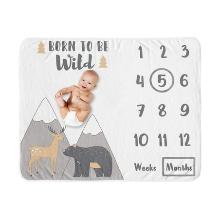 UPC: 0846480086659 | Woodland Friends Milestone Baby Blanket by Sweet Jojo Designs