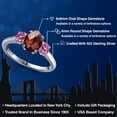 thumbnail image 2 of Gem Stone King 925 Sterling Silver Ring Oval/Checkerboard Garnet and Pink Moissanite (1.99 Cttw), 2 of 6