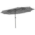 thumbnail image 1 of Gymax 15FT Twin Patio Double-Sided Umbrella 48 Solar LED Lights Crank Outdoor Coffee, 1 of 4