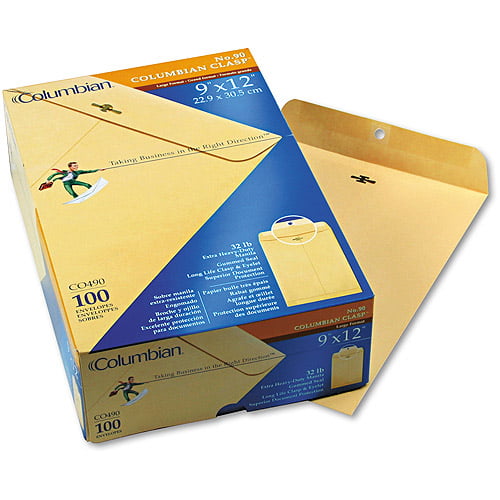 100 Count Columbian CO490 9x12-Inch Clasp Manila Envelopes 