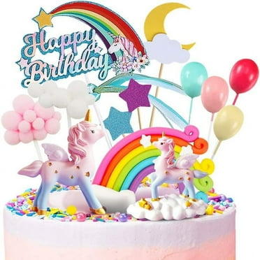 23 Pcs Unicorn Birthday Cake Topper Set - Cloud, Rainbow, Balloon, Banner Decorations For Party, Wedding, Baking