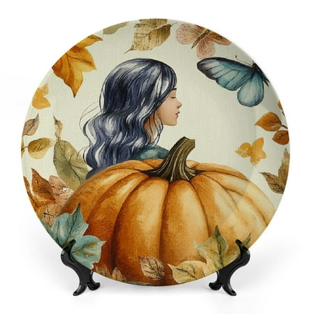 

Zhiwo Butterfly Pumpkin Bone China Decorative Plate Room Decoration 8x8inch