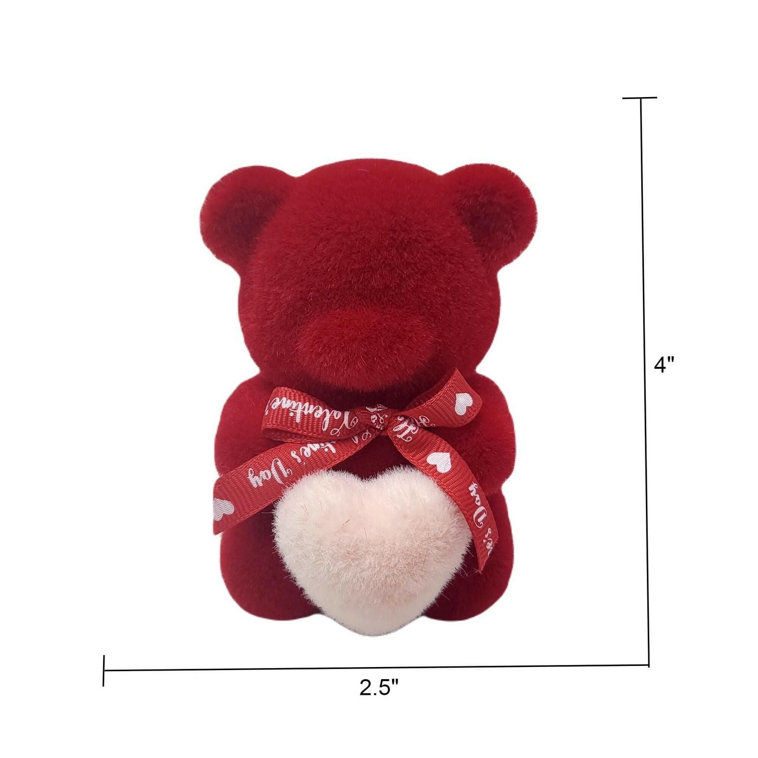 Way To Celebrate Valentine's Small Flocked Red Bear, 4"