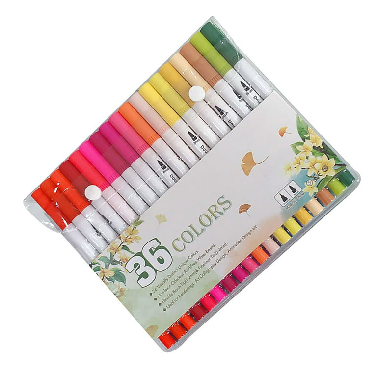 36/60/100 Colors Dual Tips Coloring Brush Marker Fineliner Color