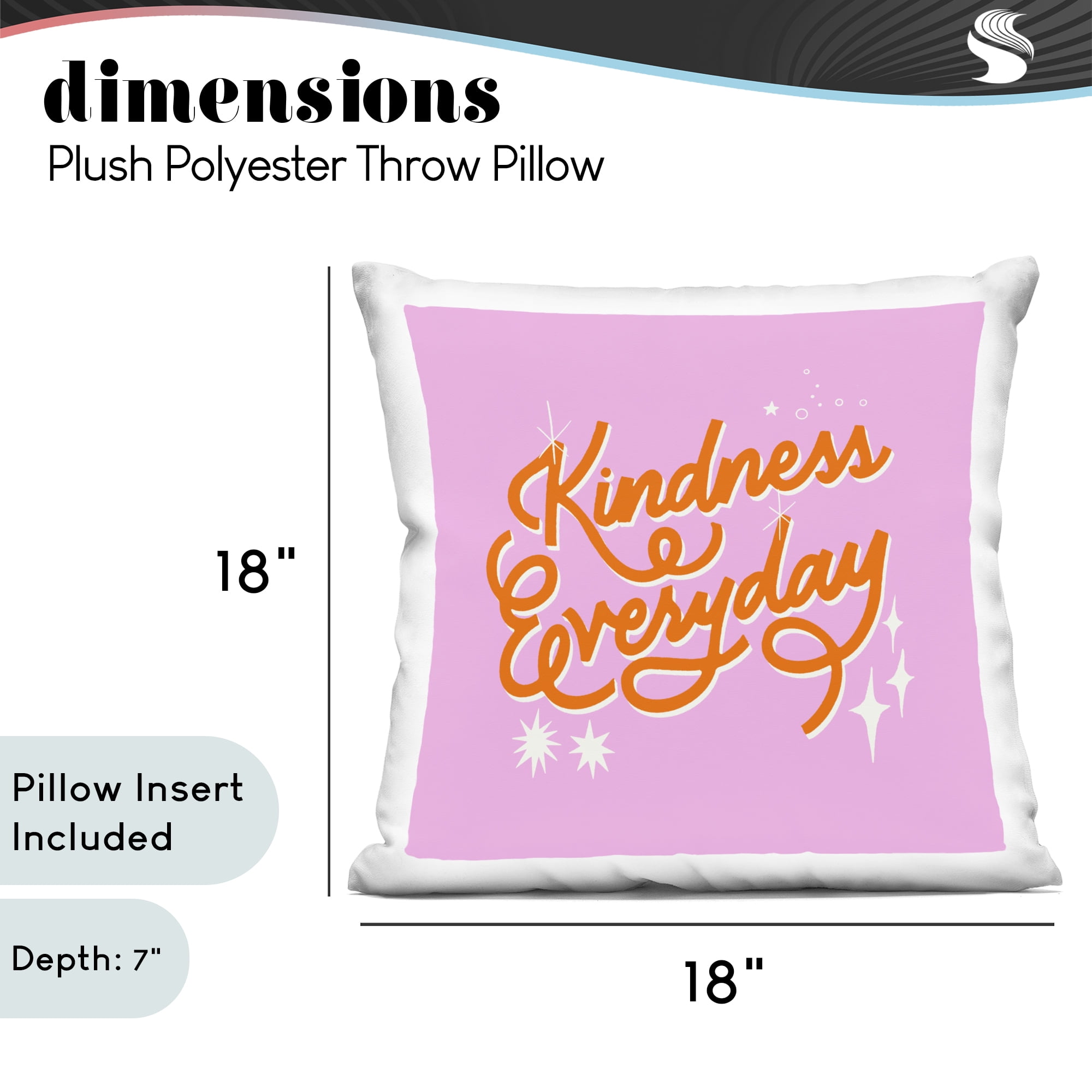 Stupell Industries Cursive Kindness Everyday Decorative Printed Throw Pillow, design by Indira Prieto | IndySign, 18 x 7 x 18