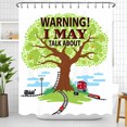 thumbnail image 1 of Whimsical Oak Tree Shower Curtain with Playful Warning - Fun Bathroom Decor for Adults, 1 of 4