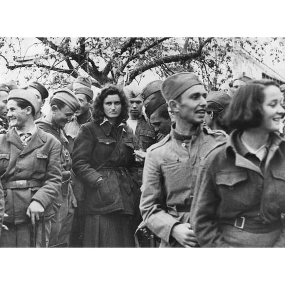 Group Of Yugoslav Partisans During World War 2 Includes Women Fighters. Ca. 1944. History (24 x 18)