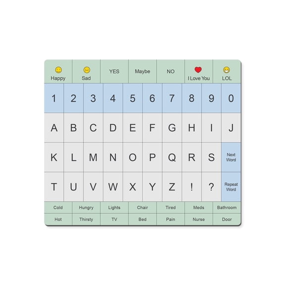 Communication Board For Adults- Non-Slip, Portable Letter Chart for Non-Verbal, Stroke Recovery, Effective Visual Aids for Non-Speaking Patients, Pain Scale, QWERTY or ABC (ABC)