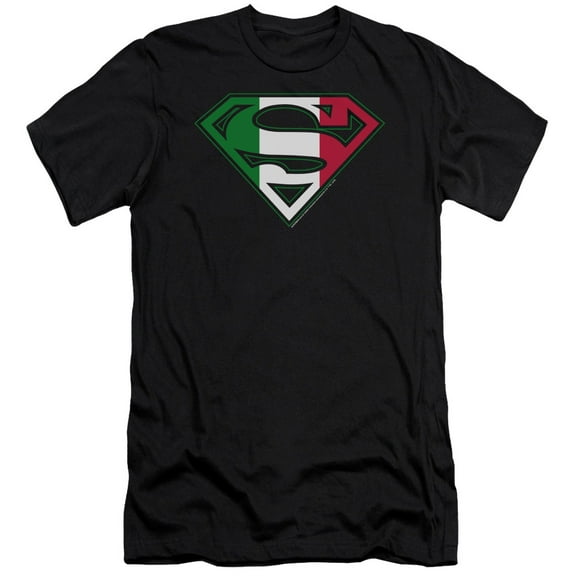Superman Italian Shield Premium Adult Slim Fit 30/1 T-Shirt Black